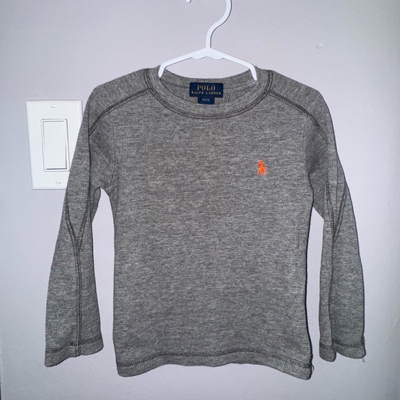 Polo Ralph Lauren Boys 2T Grey Longsleeve Shirt Orange Pony - Picture 1 of 3